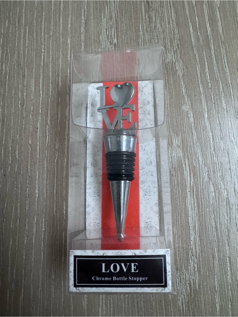 Chrome 'LOVE' Bottle Stopper - Silver